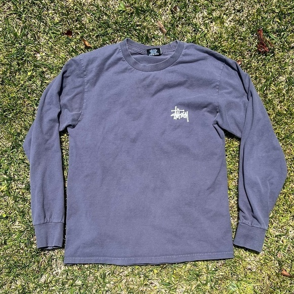 VTG Stussy Logo Streetwear Surf Crewneck Faded Distressed Blue Gray Mexico Small - Picture 2 of 10